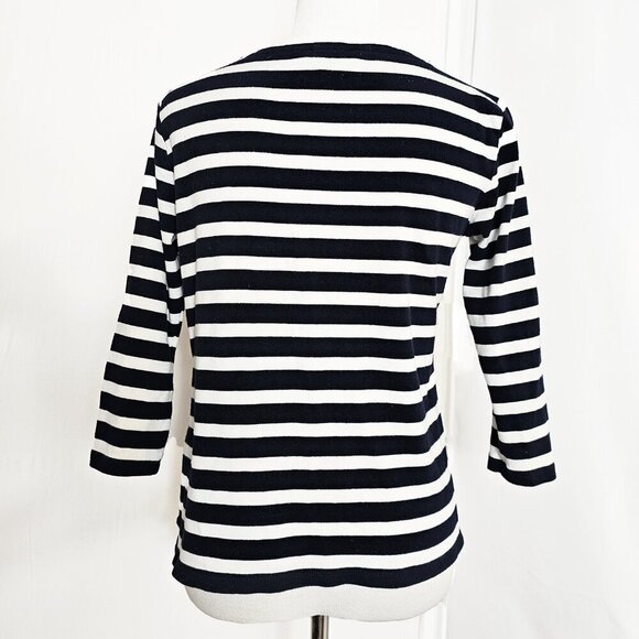 Ellen Tracy White and Navy Long Sleeve Shirt - Picture 2 of 5